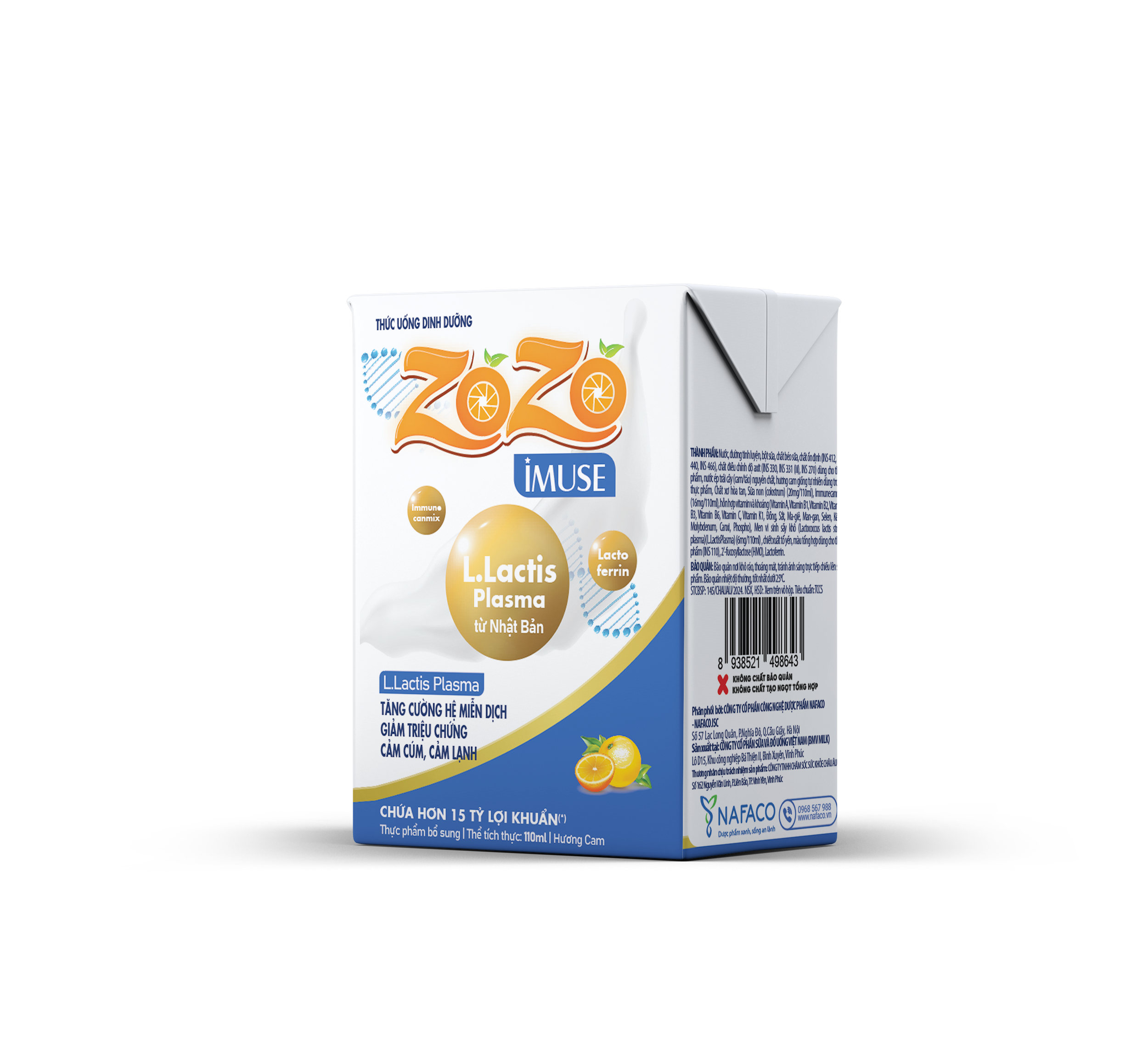 Thức uống dinh dưỡng lợi khuẩn ZOZO IMUSE vị cam 110ml
